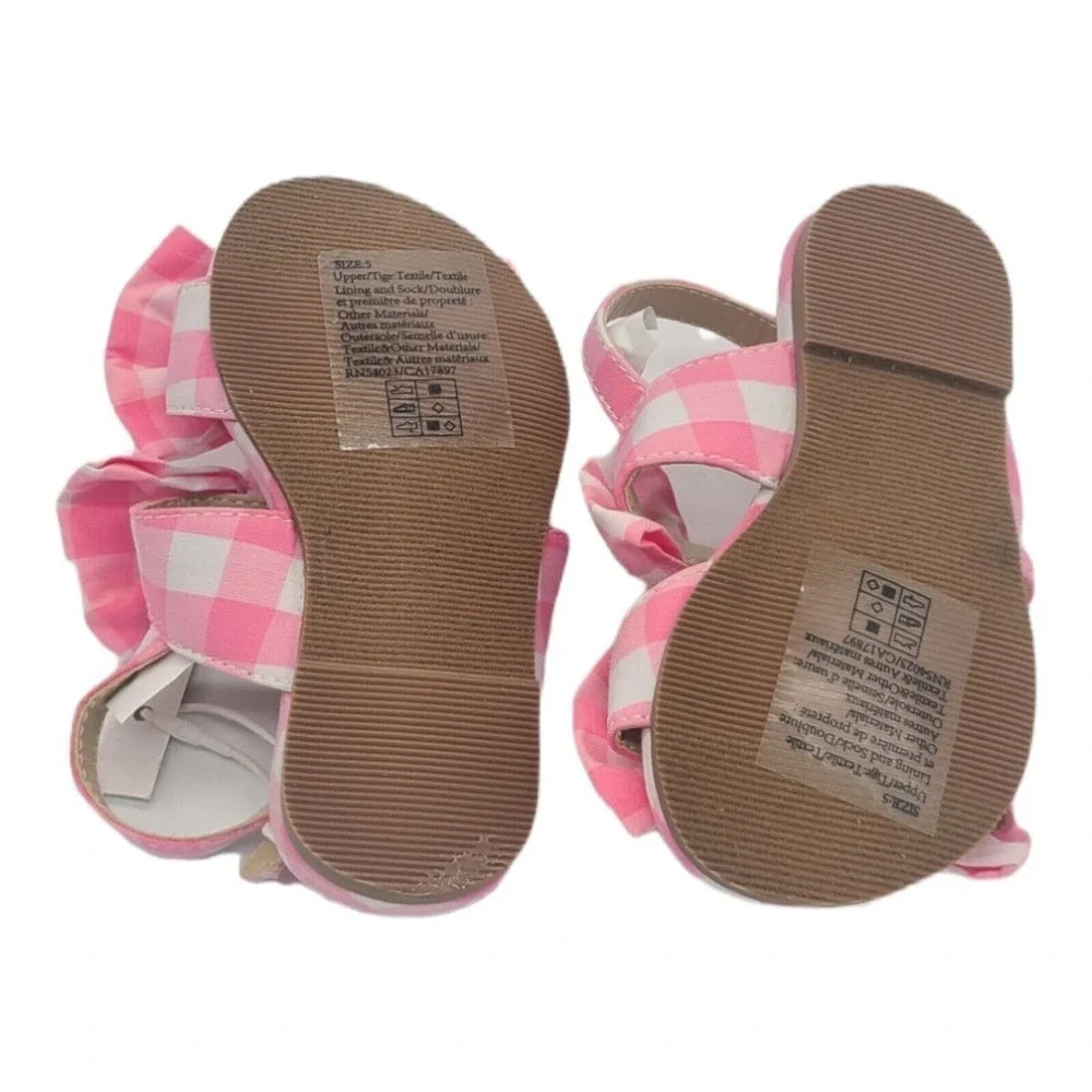 NWT JANIE AND JACK DOUBLE BOW‎ GINGHAM Sandals Size 5